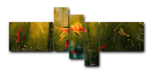 Cuadro Decorativo Canvas 5pz 120x50 Flor Amarilla