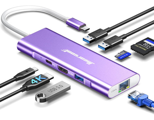 Hiearcool Usb C Hub, Usb C Ethernet Dongle Hdmi Adaptador Mu