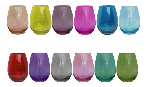 18 Vasos Vidrio Color Traslucido Surtidos Rigolleau Gourmet 