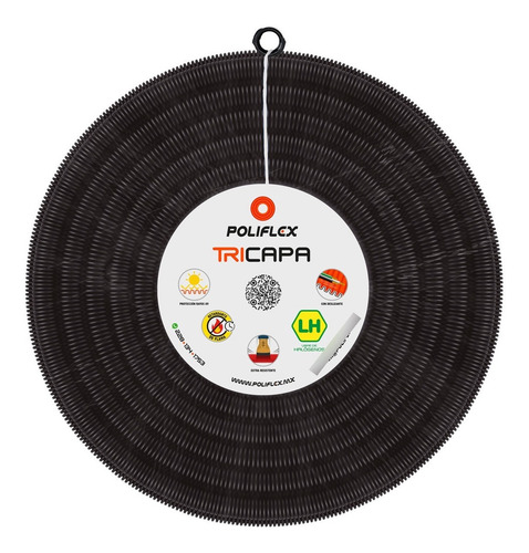 Poliflex Tricapa Negro Exteriores Ent Con Guía 3/4 50 M