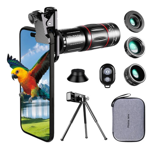 Kit Lentes Para Celular Hd Telescopio 22x Zoom + Macro 25x Negro