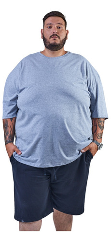Kit Combo 3 Camisetas Lisas Plus Size Preto, Branco E Mescla