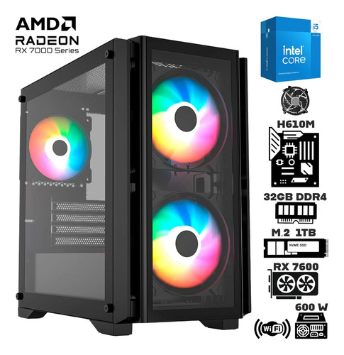 Computadora Core I5 14400 Ram 32gb Ddr4 M2 1tb Rx 7600 Wi-fi