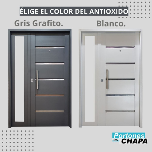 Puerta Y Media 1.20 Exterior Chapa Reforzada Moderna Postigo