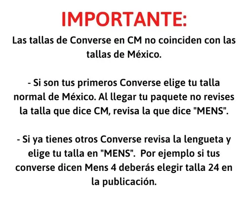 Tallas en converse hombre hotsell