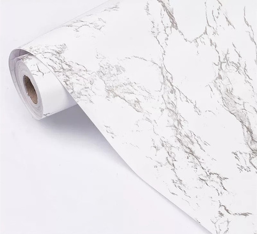 Imagen 4 de 5 de Papel Tapiz Con Adhesivo Vinilico Mármol Blanco Rollo 10 M