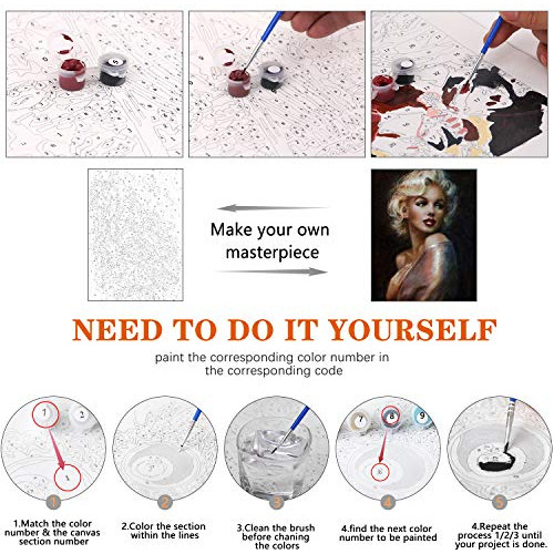 Adults Paint By Numbers Marilyn Monroe Canva Oil Kit For