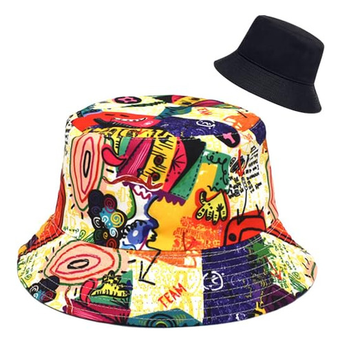 Xyiyi Divertido Retro 80s 90s Graffiti Bucket Hat Beach Fish