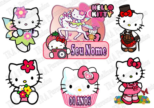 Topo De Bolo - Topper Personalizado - Hello Kitty