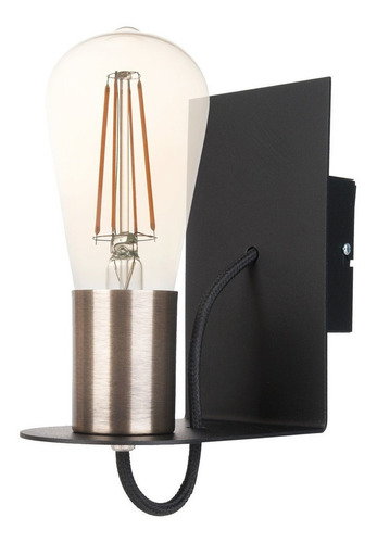 Aplique Lampara Pared Negro Led Bronce Vintage Deco  Ge1