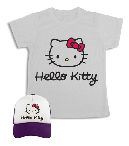 Camiseta Hello Kitty Niños Y Adultos Obsequio Gorra 