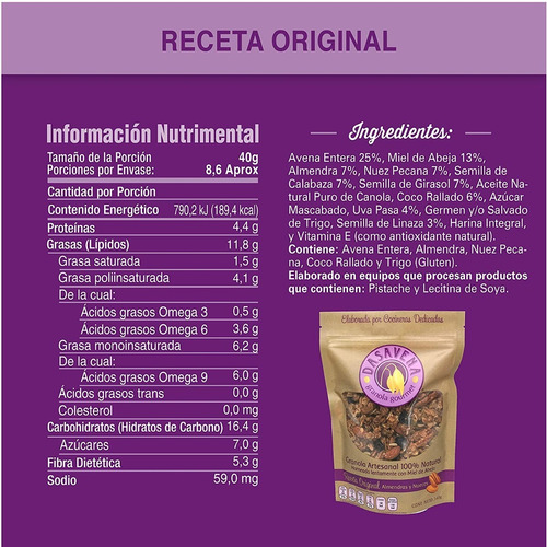Granola Gourmet Artesanal Dasavena 1kg 100% Natural Y Rica