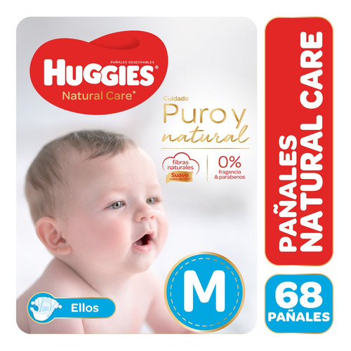 Imagen 2 de 3 de Pañales Huggies Natural Care para ellos M 68 u