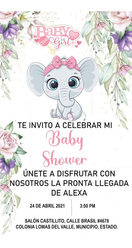 Invitación Digital Baby Shower - Elefante