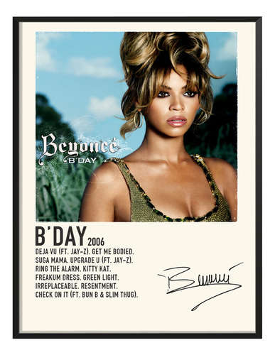 Poster Beyonce Album Music Tracklist Exitos B Day 80x40