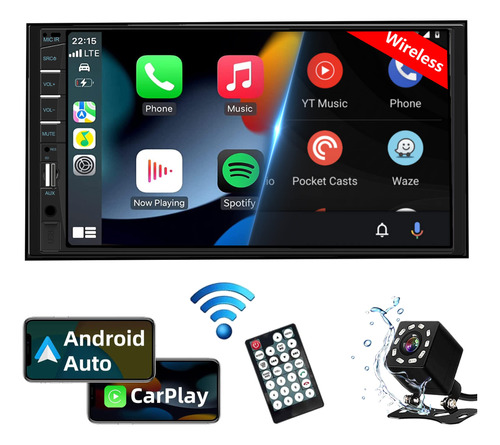 Estreo De Coche Doble Din Inalmbrico Carplay Android Auto, R