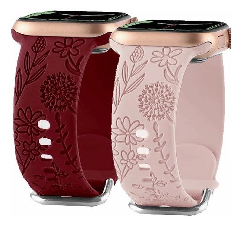 Correas De Silicona Con Motivos Florales Para Apple Watch