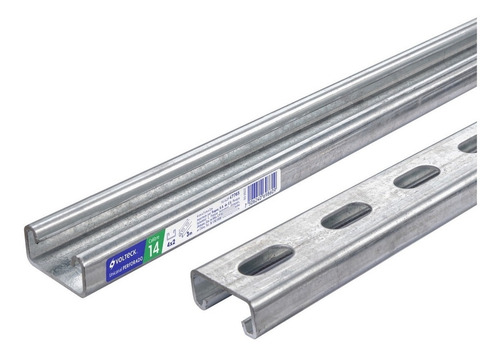 2 Perfiles Monocanal Perforado 1.5m Calibre 14 4x2cm Volteck