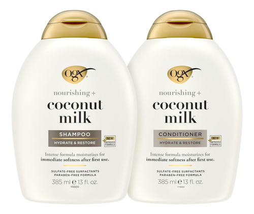 Conjunto Ogx Nutritivo + Shampoo E Condicionador De Leite De