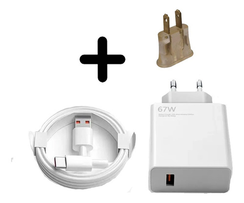 Cargador Xiaomi 67w Tipo Cable C + Adaptador De Corriente 