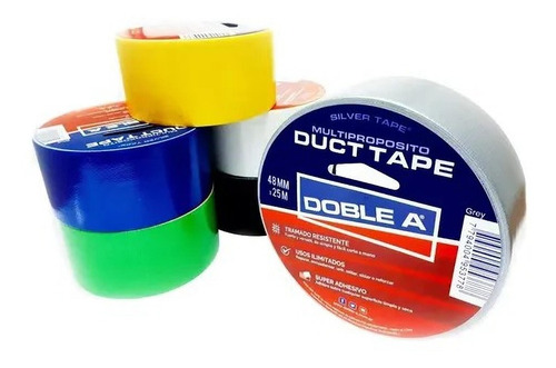 Imagen 2 de 10 de Cinta Adhesiva Duct Tape Doble A Silver Tape 48 Mm X 9 Mts