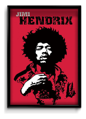 Cuadro Jimi  Hendrix Art Red 35x50 (marco+lámina+vidrio)