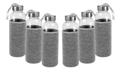 Termo Botellas De Vidrio Con Funda Sin Olores 500ml (6 Pack)