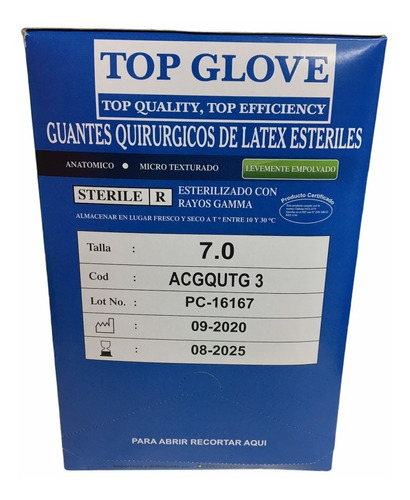 Guante Quirurgicos Esteriles Latex Top Glove + Envio Gratis
