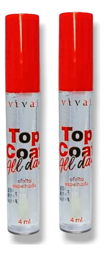 Kit 2 Gloss Labial Vivai Top Coat All Day Efeito Espelhado 