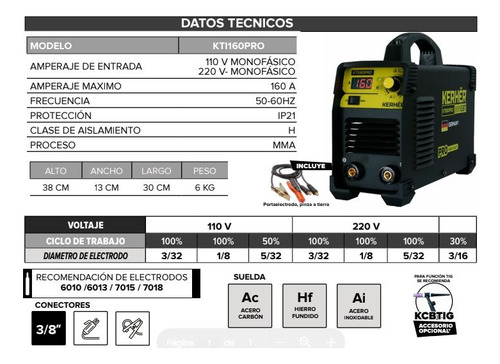 Soldadora Inversora Kerher 160 A Tig/mma Kti160pro