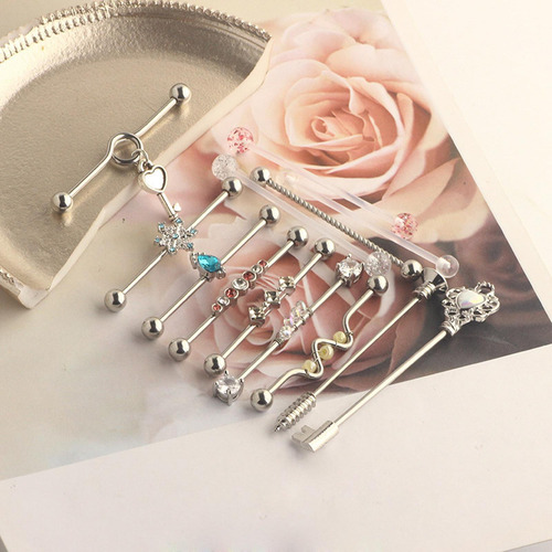 13pzs Piercing Aretes Oreja Cartílago Acero Inoxidable