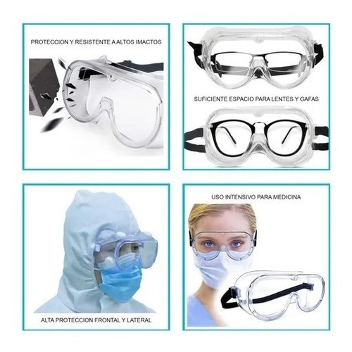 Imagen 6 de 10 de Antiparras Medicas Ajustables Transparente Uso Medico