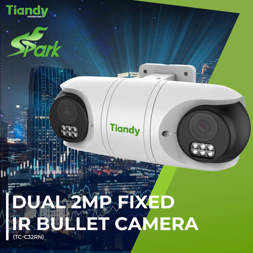 Camara Ip Poe Tiandy Dual Panoramica Ir 50mts Mic Tc-c32rn Blanco