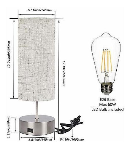 Yueximei Lampara Mesa Usb Control Tactil 3 Via