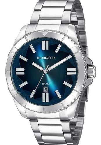 Relógio Mondaine Masculino Prata Azul 32269g0mvne2