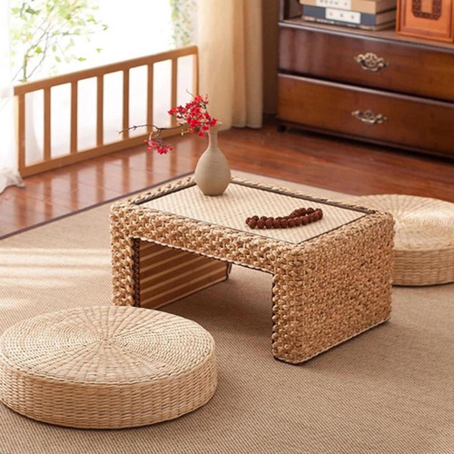 2 Unidades Paja Plana Sentada Cojin Meditación Silla Tatamil