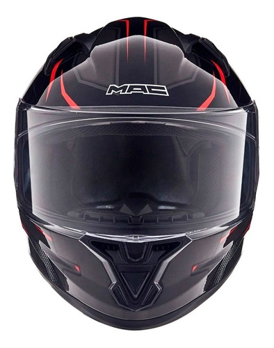 Imagen 3 de 9 de Casco Integral Mac Speed Riot Black Grey Red Ryd