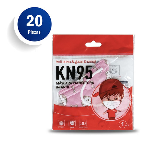 Imagen 6 de 9 de Cubrebocas Infantil Kn95 Certificado 5 Capas 20 Piezas