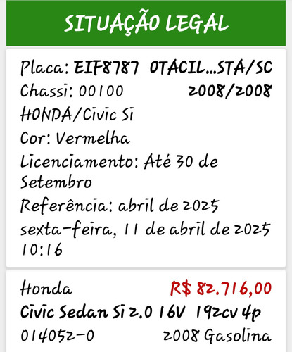 Honda Civic 2.0 Si 4p