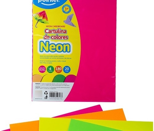 Cartulina De Colores Neon Tamaño Carta Pointer 
