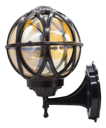 Farol Redondo De Pared Estilo Vintage Exterior / Interior Color Negro 85-265v