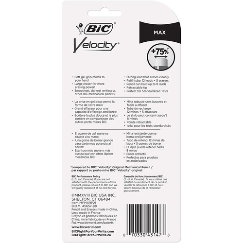 Bic Velocity Max Lápiz Mecánico, Grueso Point (0,9 Mm), 2-co