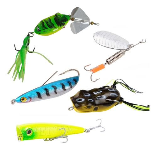 Kit De 5 Señuelos Surtidos Pesca Tararira Promo