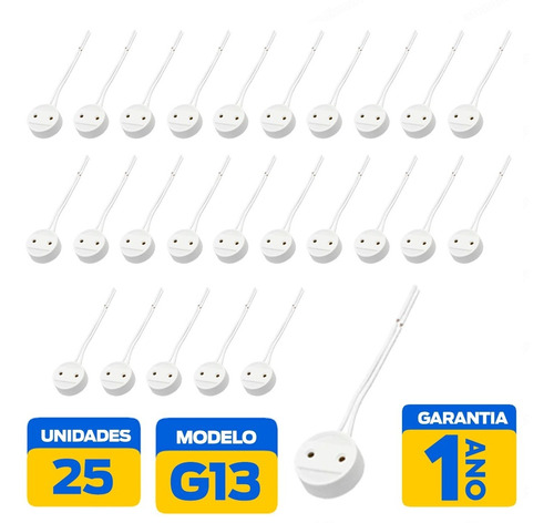 Soquete Tomadinha Com Rabicho T8/t10/t12 P/ Led Kit 25 Pçs