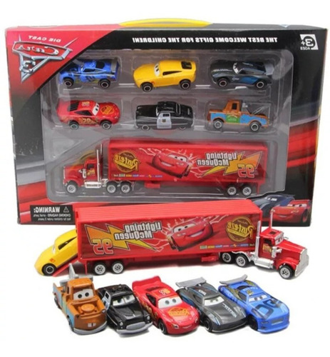 Cars Trailer Mack + 6 Rayo Mcqueen Friction Vehículos [u]