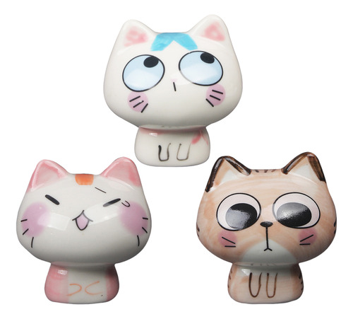 Figuras De Gato Pequeño De Cerámica Con Forma De Gatito, 3 U