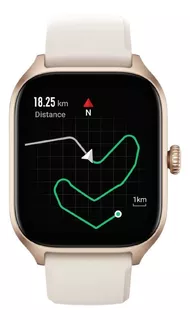 Smartwatch Amazfit GTS 4 1.75" caja de policarbonato black, malla misty white de fluoroelastómero y bisel rosa ouro de aleación de aluminio