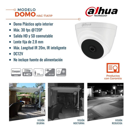 Imagen 2 de 10 de Camara De Seguridad Dahua 1mp 720p Minidomo 2.8mm Ir 20m Hdc