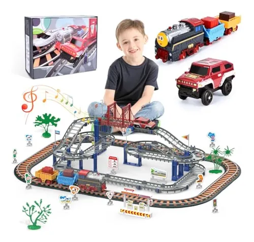 Juego De Pista De Tren De Juguete, Juego De Autos