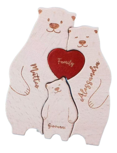 Familia De, Rompecabezas De Arte De Madera, Regalo De 3
